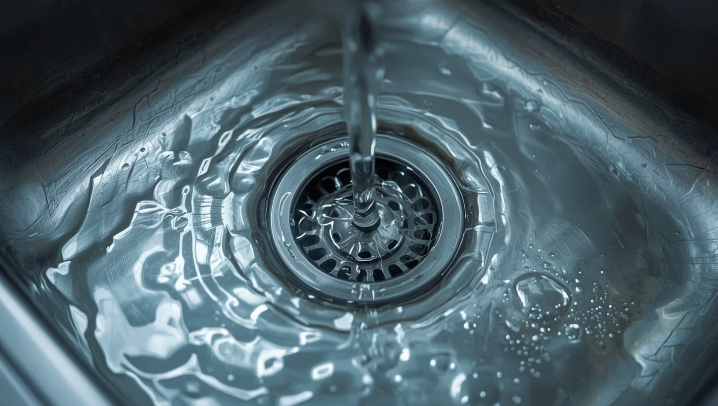 Abflussreinigung in Wien – Waschbeckenabfluss wird gereinigt, Wasser läuft klar ab; Fachbetrieb über wieninstallateur.at
