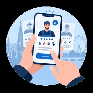 Illustration: passenden Installateur-Fachbetrieb in Wien erhalten und auswählen